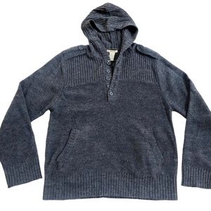 Cloth Logic Wool Blend Navy Blue Hooded Sweater XL (fit is a L)